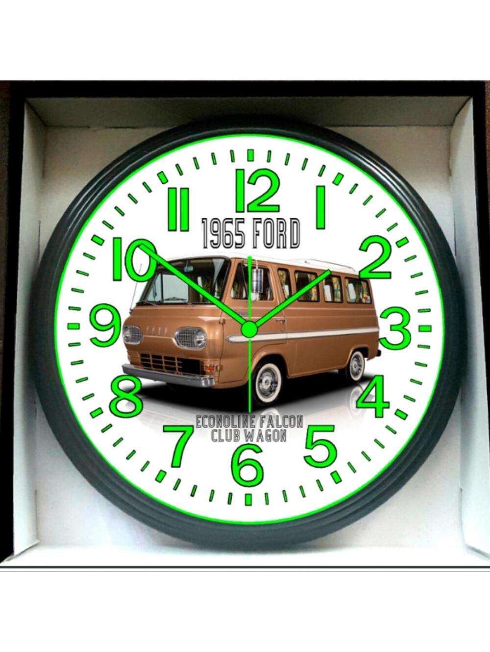 1965 Ford Econoline Falcon Club Wagon Glow In The Dark Wall Clock New!